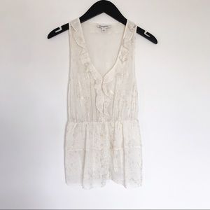 Banana Republic Sheer Gold Foil Sleeveless Blouse